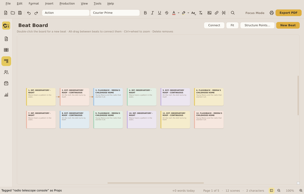 Scene Cutter Clacking Cut To: · free screenwriting for Windows