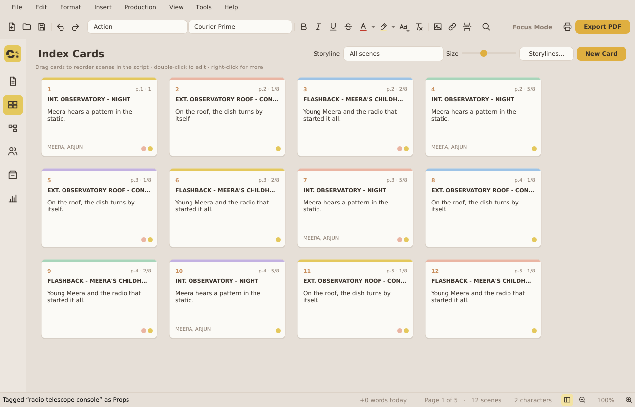 Scene Cutter Clacking Cut To: · free screenwriting for Windows